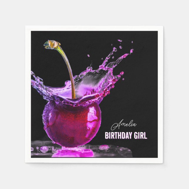 Guardanapo De Papel Neon Cherry Personalizado (Frente)