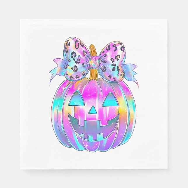 Guardanapo De Papel Neon Coquette Halloween Pumpkin (Frente)