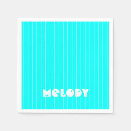 Guardanapo De Papel Neon Cyan White Thin Vertical Strike Name