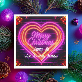 Guardanapo De Papel Neon Feliz Natal Personalizado