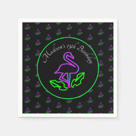 Guardanapo De Papel Neon Flamingo Teen Birthday Glow Party Tropical