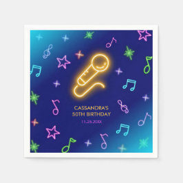 Guardanapo De Papel Neon Glow Cantando Karaoke Aniversário