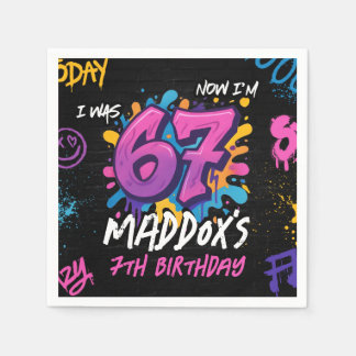 Guardanapo De Papel Neon Graffiti 6 7 Meme Trend Six Seven Birthday