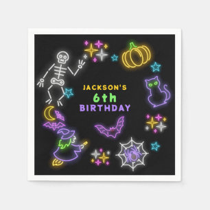 Guardanapo De Papel Neon Halloween Boys 6 Birthday Festa Figurume