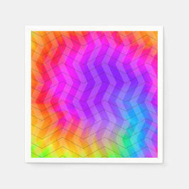 Guardanapo De Papel Neon Herringbone Trippy Hippie Rainbow