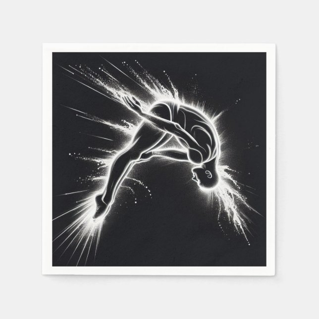 Guardanapo De Papel Neon High Diver em preto (Frente)