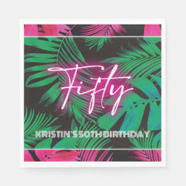 Guardanapo De Papel Neon Pink Tropical 50th Birthday