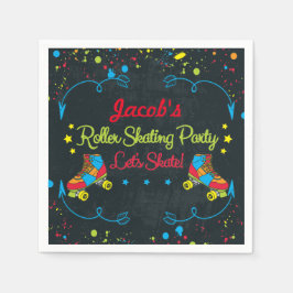 Guardanapo De Papel Neon Roller Skate Birthday Napkins