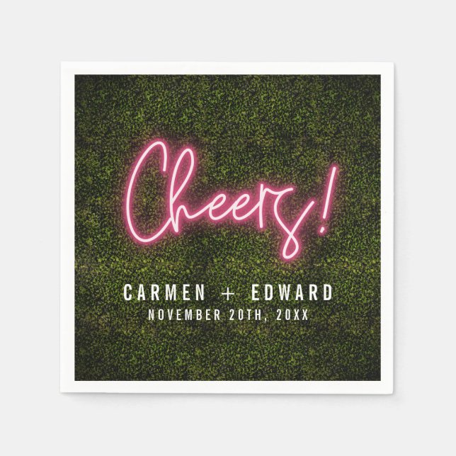 Guardanapo De Papel Neon Sign Cheers Wedding (Frente)