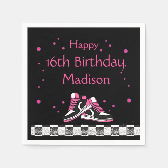 Guardanapo De Papel Neon Sneaker Birthday, Glitter (Frente)
