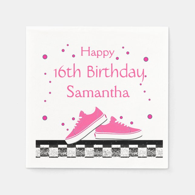 Guardanapo De Papel Neon Sneaker Birthday, Glitter (Frente)