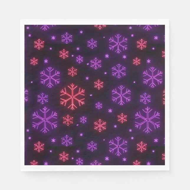 Guardanapo De Papel Neon Snowflakes (Frente)