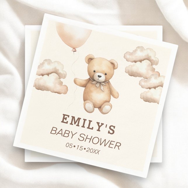 Guardanapo De Papel Neutral Bearly Can Wait Baby Shower  (Criador carregado)