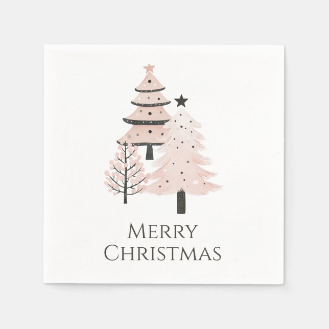 Guardanapo De Papel Neutral Blush Christmas Tree Paper Napkins (Frente)