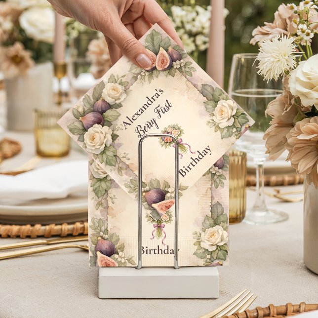 Guardanapo De Papel Neutral Fig Floral 1st Birthday (Criador carregado)
