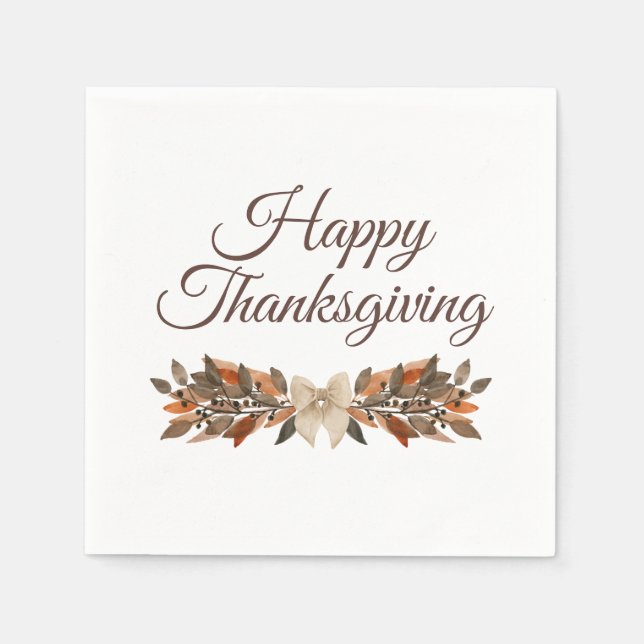 Guardanapo De Papel Neutral “Happy Thanksgiving” Paper Napkin (Frente)