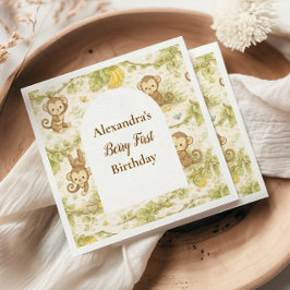 Guardanapo De Papel Neutral Jungle Animals Wild One Birthday