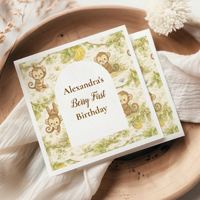 Guardanapo De Papel Neutral Jungle Animals Wild One Birthday (Criador carregado)