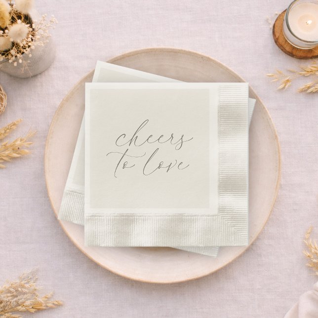 Guardanapo De Papel Neutral Wedding Napkins “Cheers to Love” (Criador carregado)