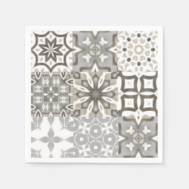 Guardanapo De Papel Neutro, bege, cinza, azulejos marroquinos