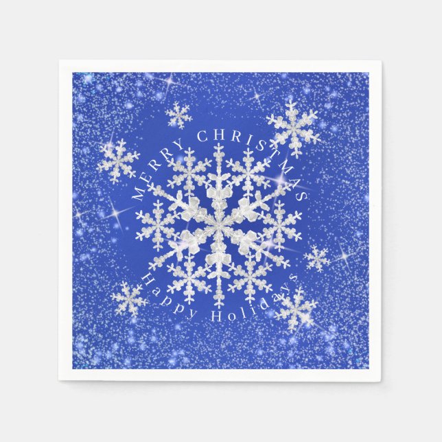 Guardanapo De Papel Neve Flakes Azul Branco (Frente)