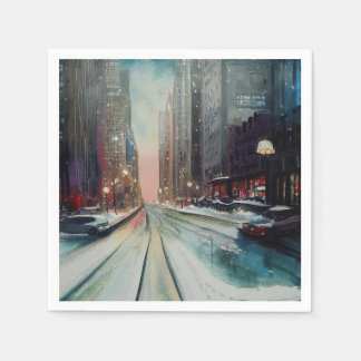 Guardanapo De Papel Neve Na Cidade