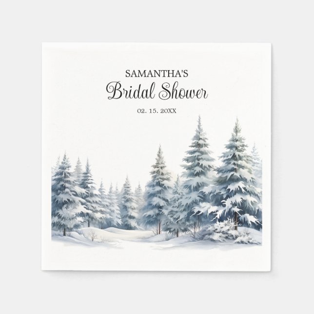 Guardanapo De Papel Neve no amor Chuva de presentes de noivado na flor (Frente)