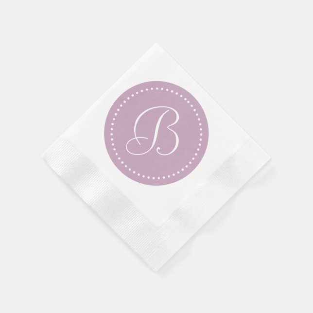 Guardanapo De Papel Névoa Malva/Monograma com Ponto Branco (Canto)