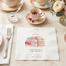 Guardanapo De Papel New Chapter Baby Shower Watercolor Pink Thank you
