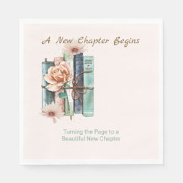 Guardanapo De Papel New Chapter Begins Book Stack Floral 