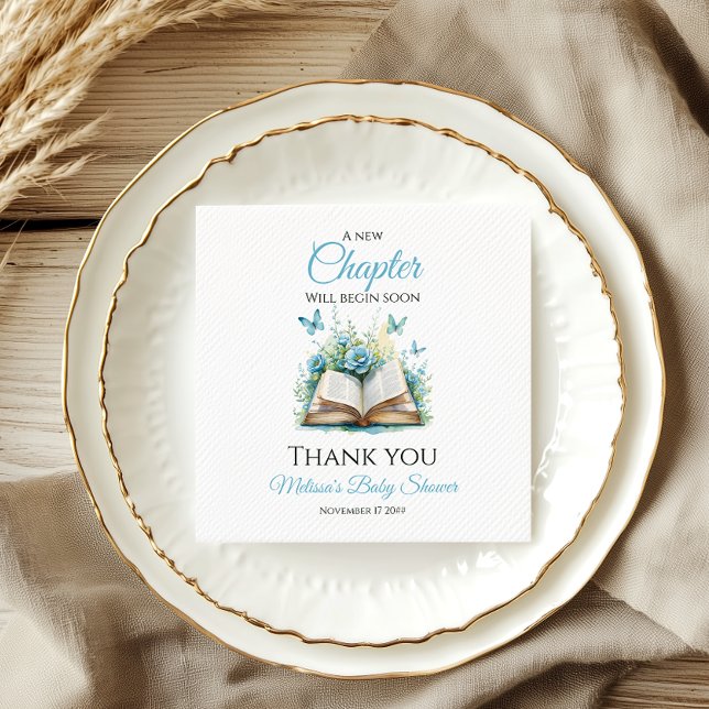 Guardanapo De Papel New Chapter Blue Boy Brunch StoryBook Baby Shower (Criador carregado)