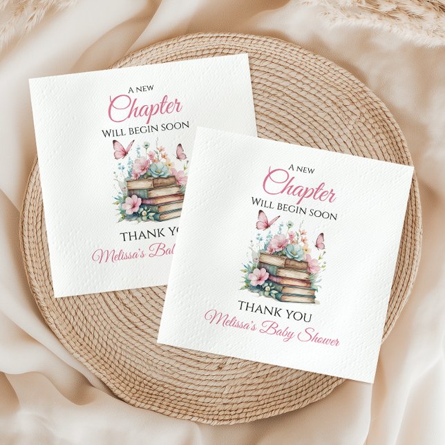 Guardanapo De Papel New Chapter Pink Girl Storybook Book Baby Shower (Criador carregado)