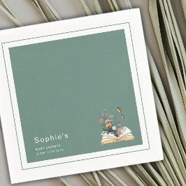 Guardanapo De Papel  New Chapter Storybook Baby Shower Green Sage 