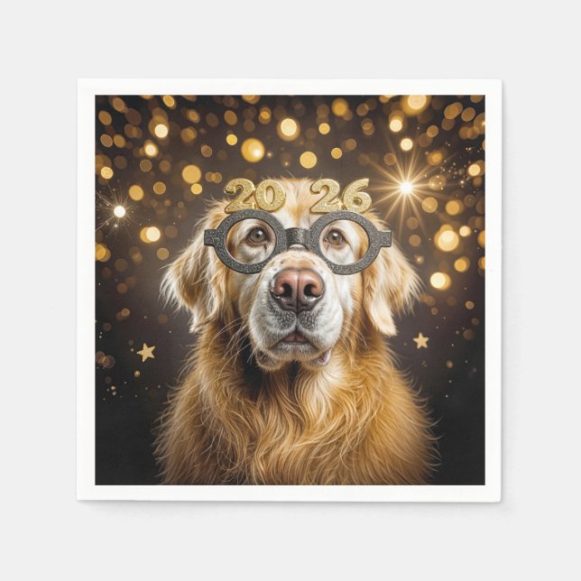 Guardanapo De Papel New Year 2026 Golden Retriever Humor (Frente)