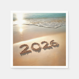 Guardanapo De Papel New Year 2026 In Beach Sand