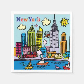 Guardanapo De Papel New York Cartoon Sighsee Building