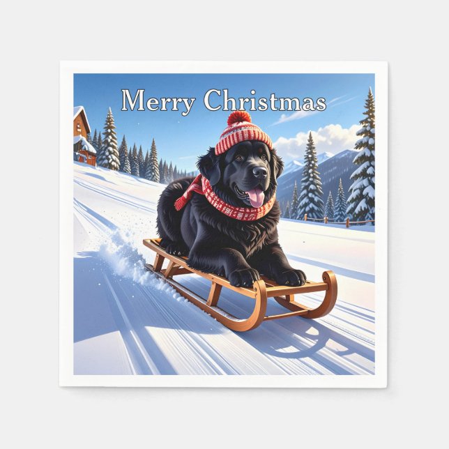 Guardanapo De Papel Newfoundland Dog Christmas (Frente)