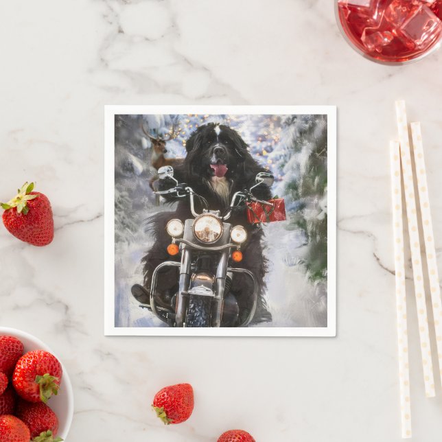 Guardanapo De Papel Newland Dog Riding Motorcycle Christmas (Insitu)