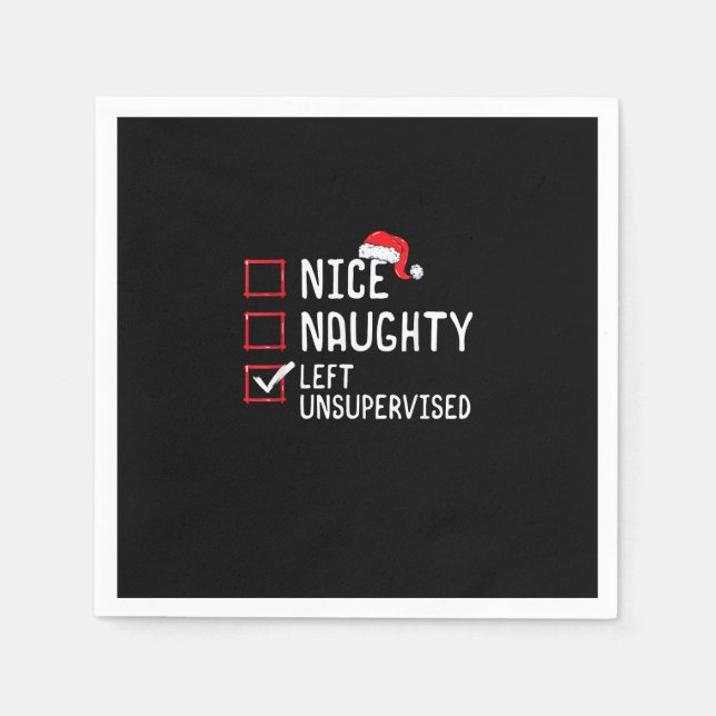 Guardanapo De Papel Nice Naughty Left Unsupervised Christmas List   (Frente)