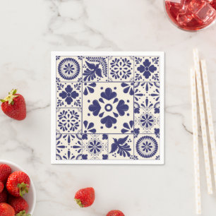 Guardanapo De Papel Nile Blue Talavera Floral Tradicional Mexicana 
