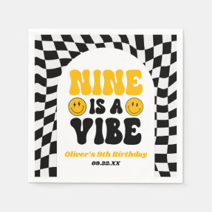 Guardanapo De Papel Nine Is A Vibe Retro Nono Aniversário de 9 Anos