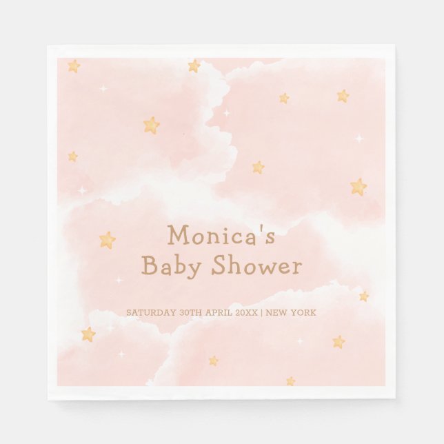 Guardanapo De Papel Nine Stars Chá de fraldas Rapariga Elegante Rosa (Frente)