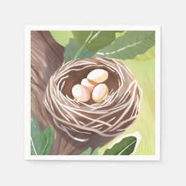 Guardanapo De Papel Ninho de Pássaro | Ovos Aquarela Natureza