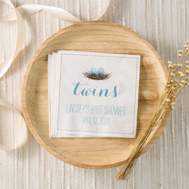 Guardanapo De Papel Ninho do Pássaro Aquarela | Chá Twis Baby Boys (Criador carregado)