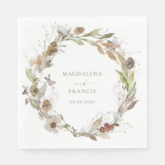 Guardanapo De Papel ninhos de flores silvestres do casamento (Frente)