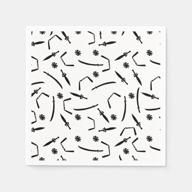 Guardanapo De Papel Ninja Warrior Party Black and White (Frente)