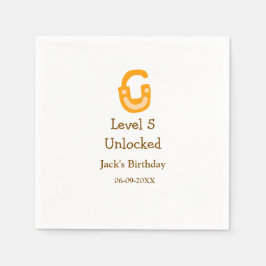 Guardanapo De Papel Nível 5 de aniversário feliz laranja castanho