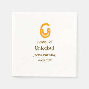 Guardanapo De Papel Nível 5 de aniversário feliz laranja castanho