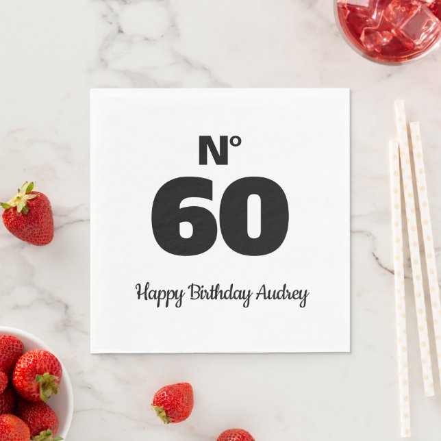 Guardanapo De Papel No 60 ou Qualquer Idade Personalizada Aniversário (Insitu)