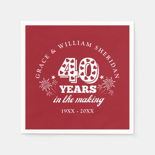 Guardanapo De Papel No Fazer 40º Aniversário de Casamento (Frente)